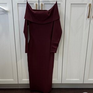 Babaton Deep Burgundy Long Sleeve Dress